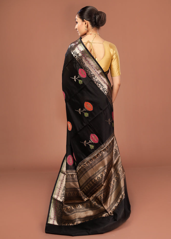 Black Kora Silk Saree With Blouse Piece