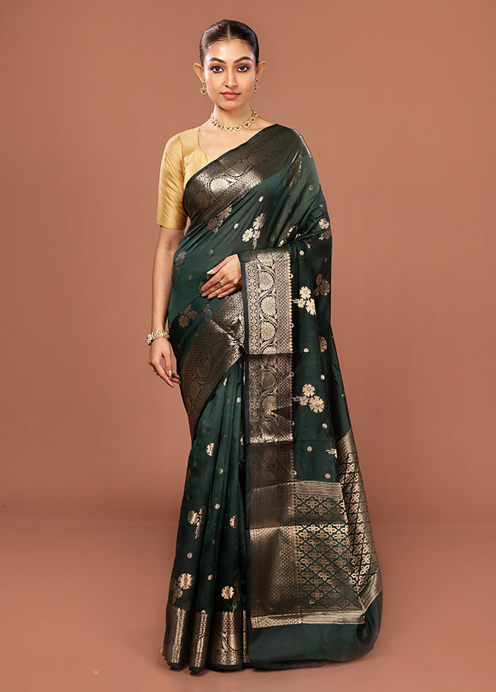 Green Kora Silk Saree With Blouse Piece