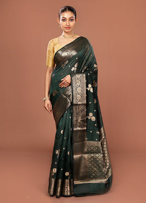 Green Kora Silk Saree With Blouse Piece