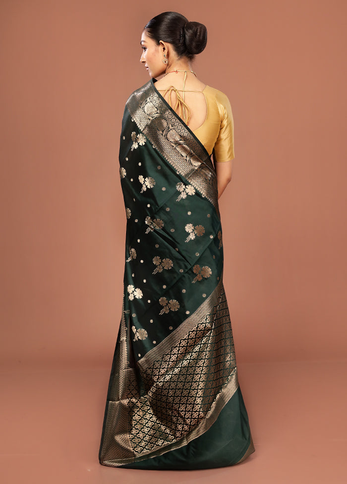 Green Kora Silk Saree With Blouse Piece