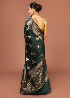 Green Kora Silk Saree With Blouse Piece