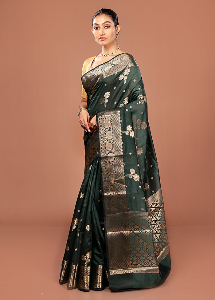 Green Kora Silk Saree With Blouse Piece