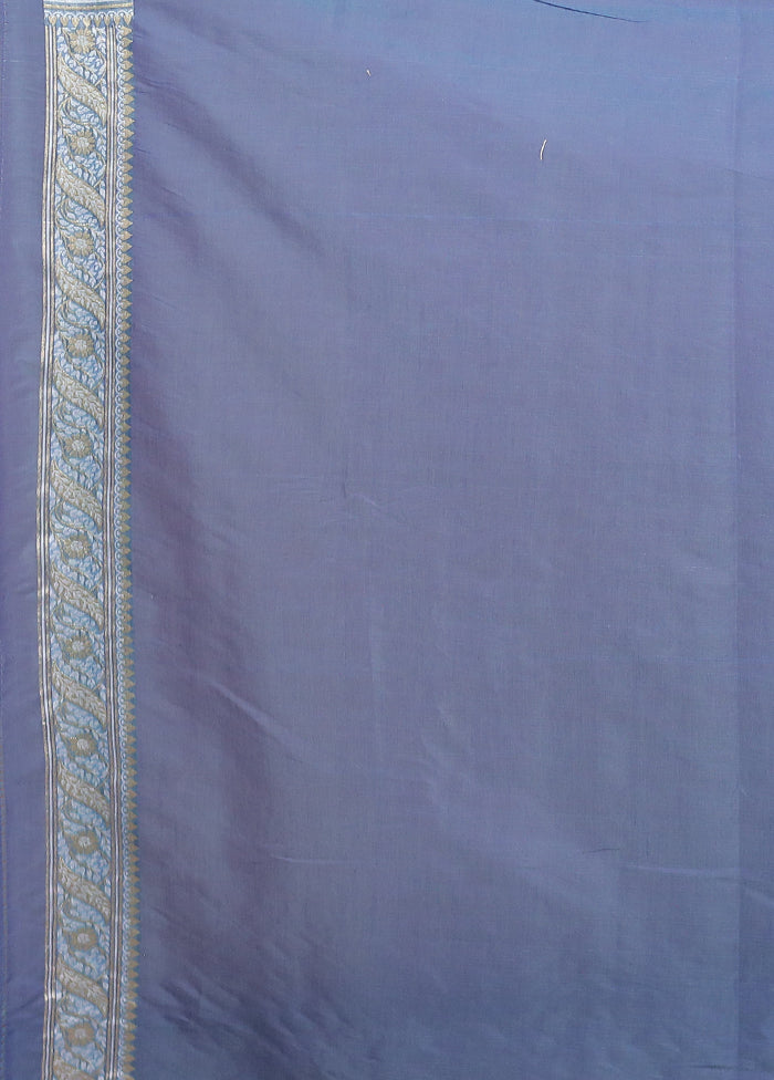 Blue Kora Silk Saree With Blouse Piece