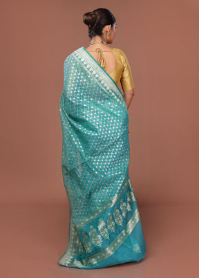 Green Kora Silk Saree With Blouse Piece