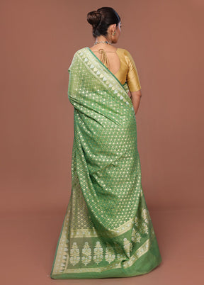Green Kora Silk Saree With Blouse Piece