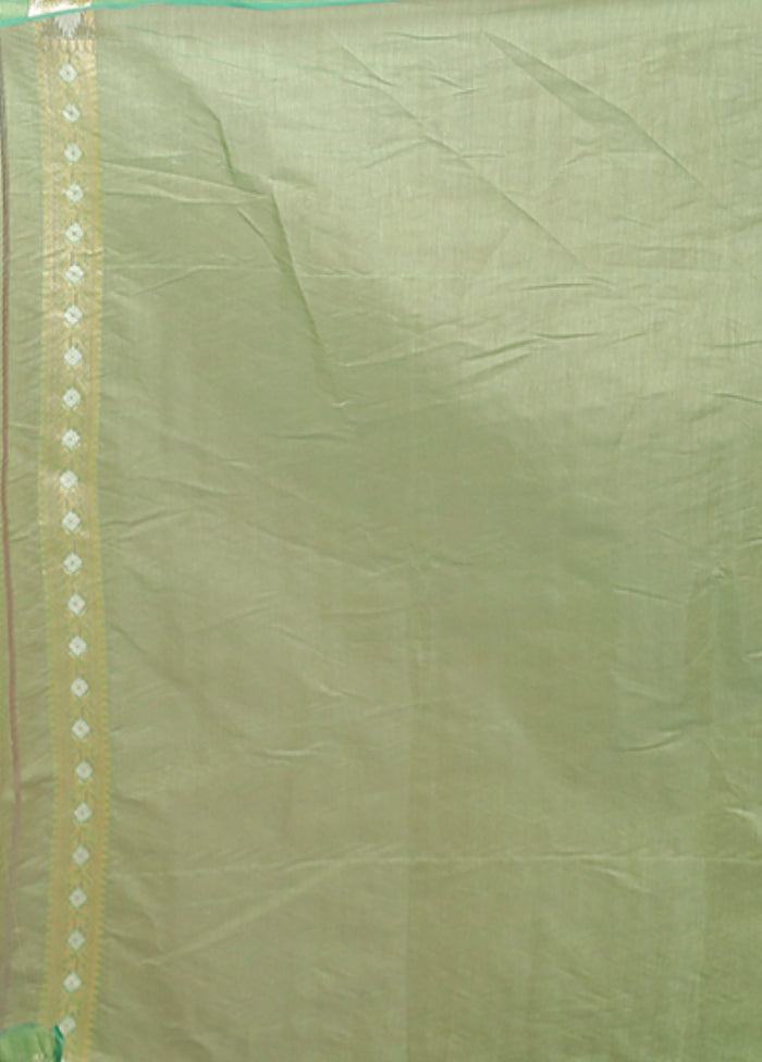Green Kora Silk Saree With Blouse Piece