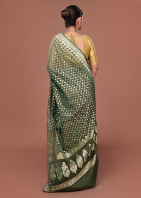 Green Kora Silk Saree With Blouse Piece