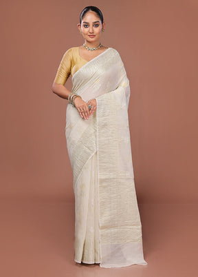 Cream Tissue Silk Saree With Blouse Piece