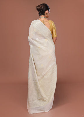 Cream Tissue Silk Saree With Blouse Piece