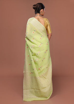 Green Tissue Silk Saree With Blouse Piece