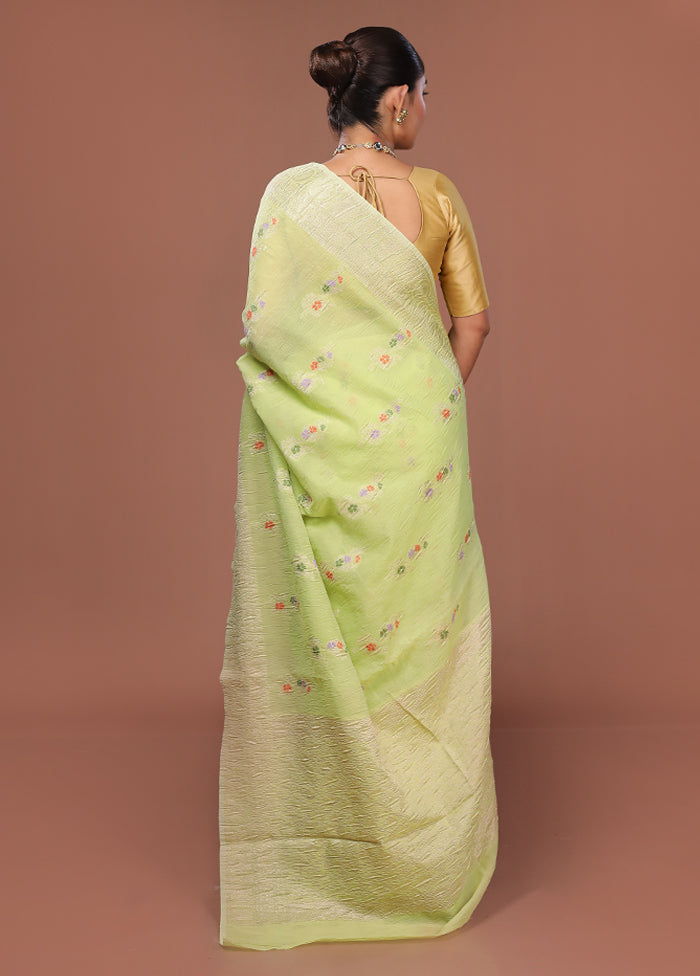 Green Tissue Silk Saree With Blouse Piece