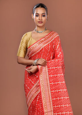Pink Kora Silk Saree With Blouse Piece