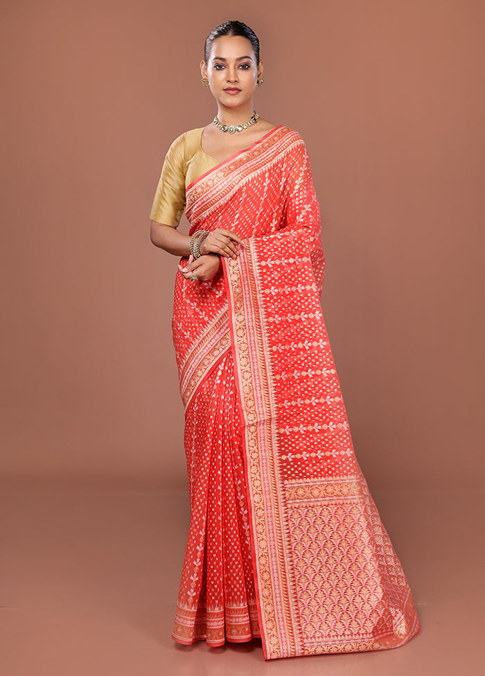 Pink Kora Silk Saree With Blouse Piece