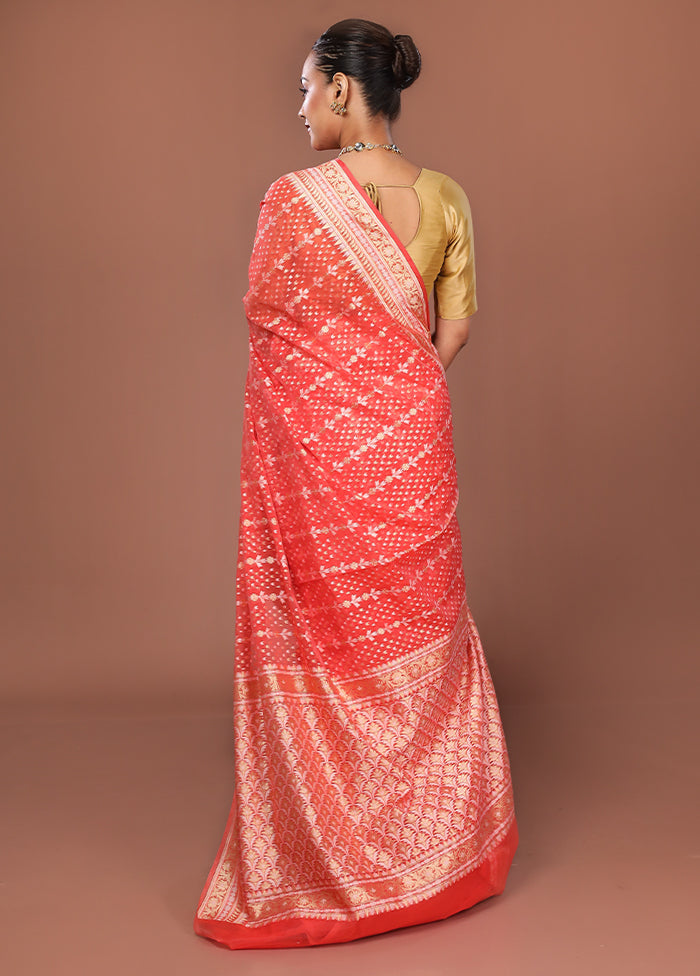 Pink Kora Silk Saree With Blouse Piece
