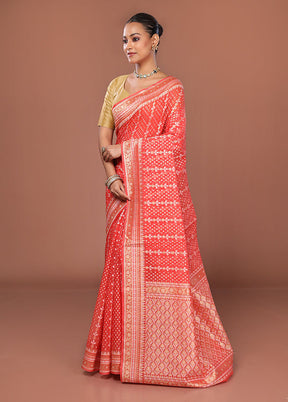Pink Kora Silk Saree With Blouse Piece