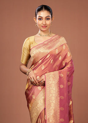 Pink Tissue Silk Saree With Blouse Piece