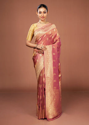 Pink Tissue Silk Saree With Blouse Piece