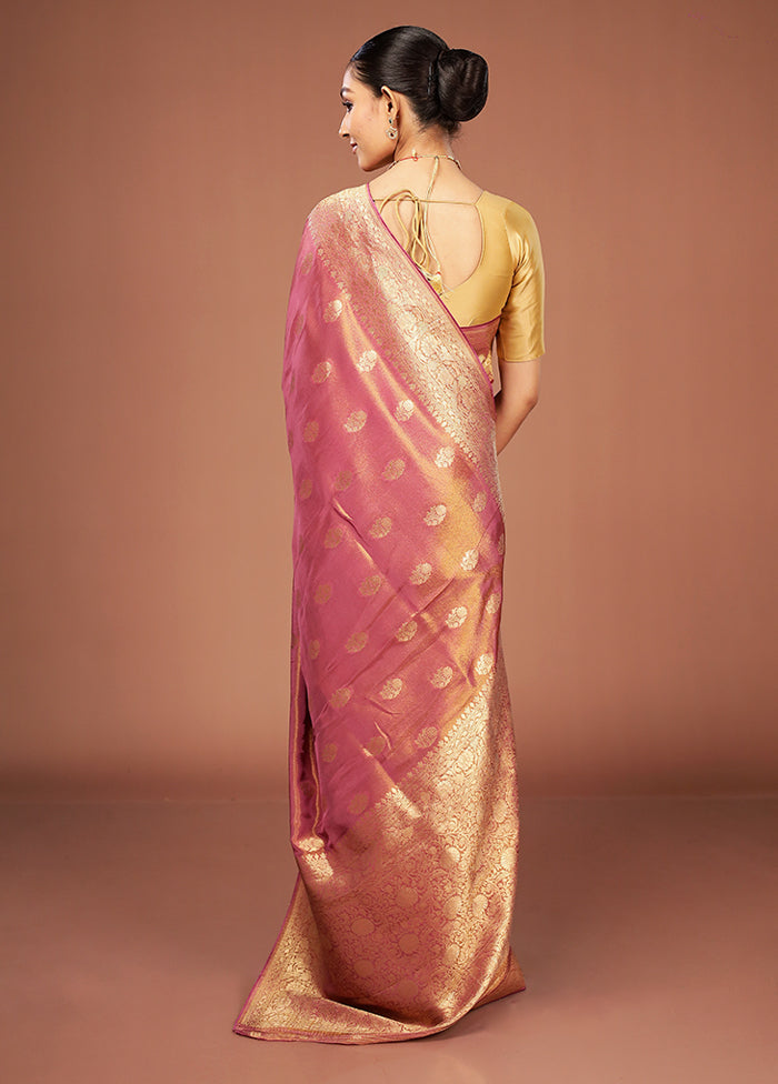 Pink Tissue Silk Saree With Blouse Piece