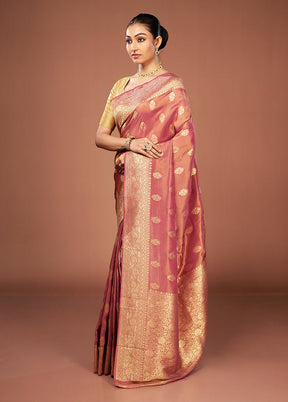 Pink Tissue Silk Saree With Blouse Piece