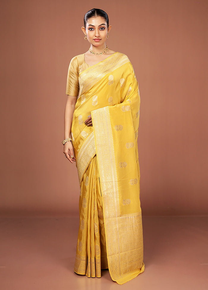 Yellow Tissue Silk Saree With Blouse Piece