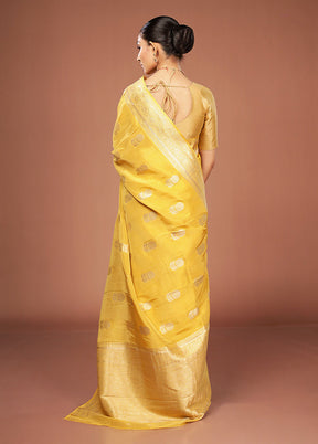 Yellow Tissue Silk Saree With Blouse Piece