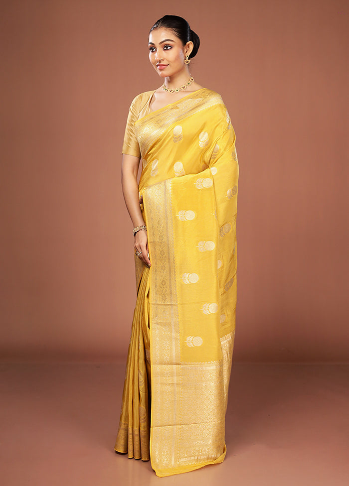 Yellow Tissue Silk Saree With Blouse Piece