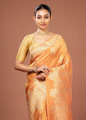 Rust Tissue Silk Saree With Blouse Piece