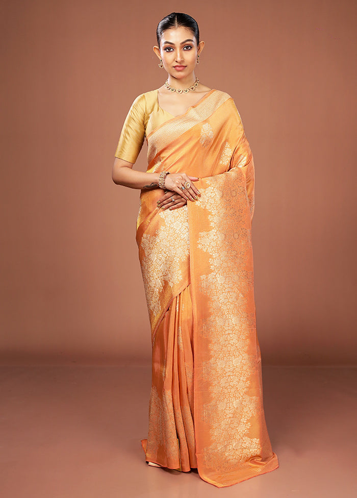 Rust Tissue Silk Saree With Blouse Piece