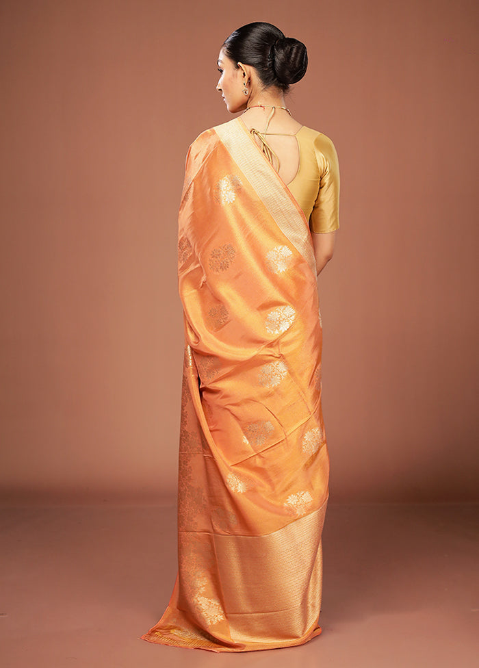 Rust Tissue Silk Saree With Blouse Piece