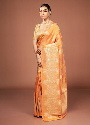 Rust Tissue Silk Saree With Blouse Piece