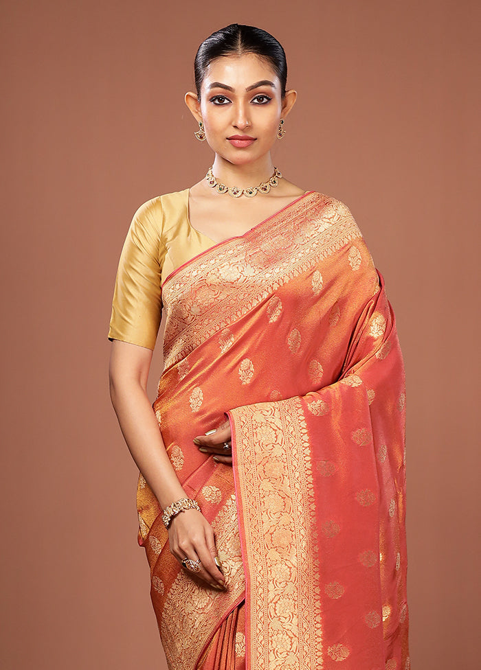Pink Tissue Silk Saree With Blouse Piece