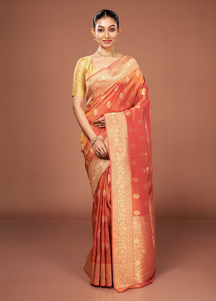 Pink Tissue Silk Saree With Blouse Piece