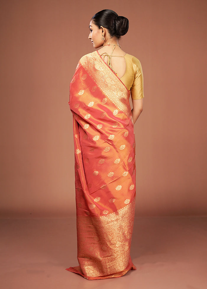 Pink Tissue Silk Saree With Blouse Piece