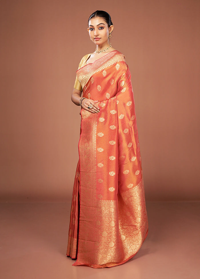 Pink Tissue Silk Saree With Blouse Piece