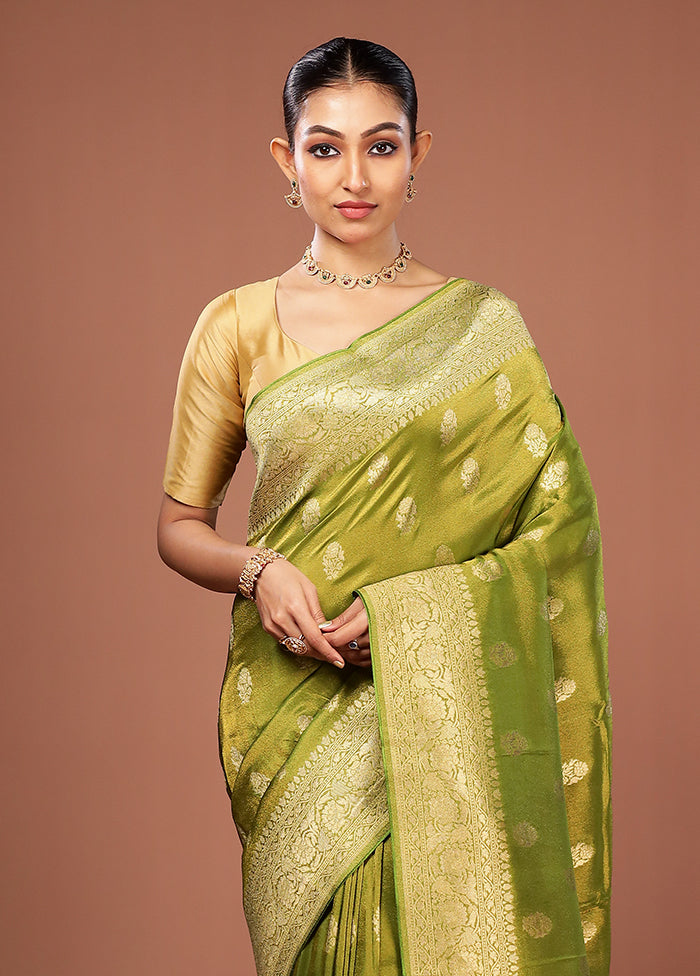 Green Tissue Silk Saree With Blouse Piece