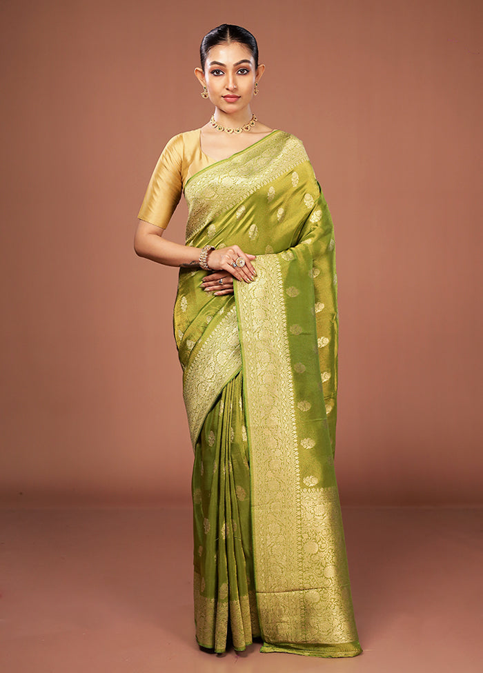 Green Tissue Silk Saree With Blouse Piece