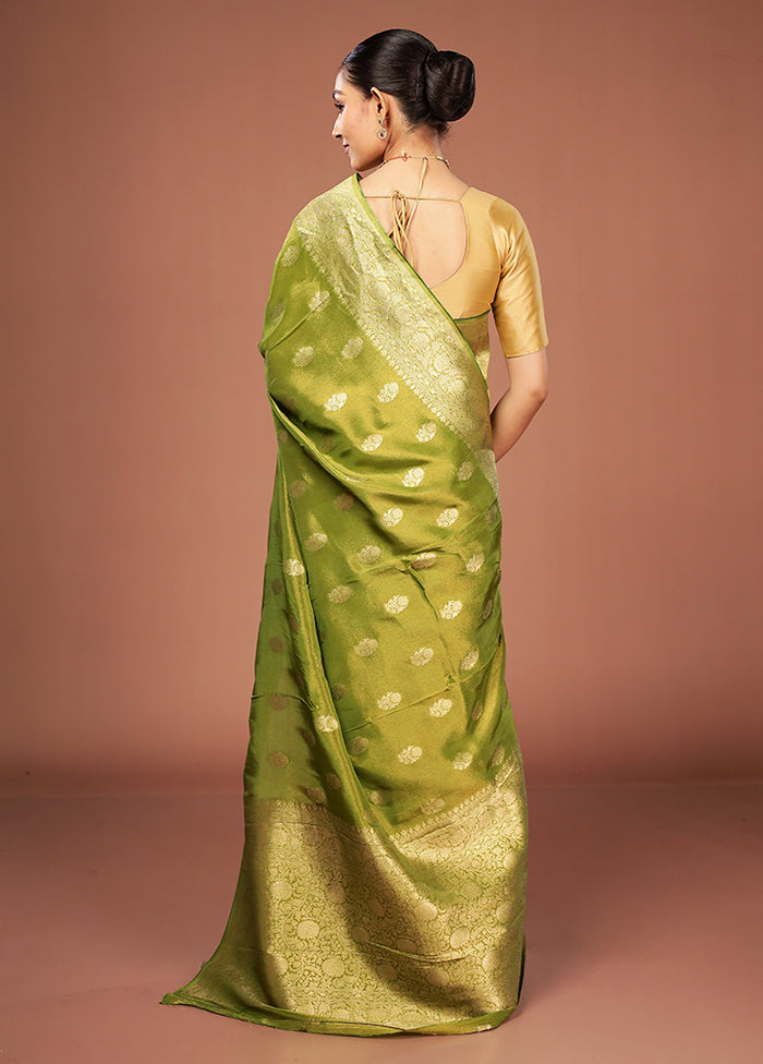 Green Tissue Silk Saree With Blouse Piece