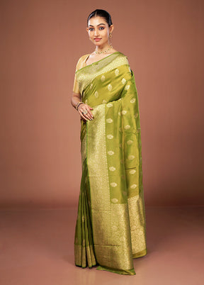 Green Tissue Silk Saree With Blouse Piece
