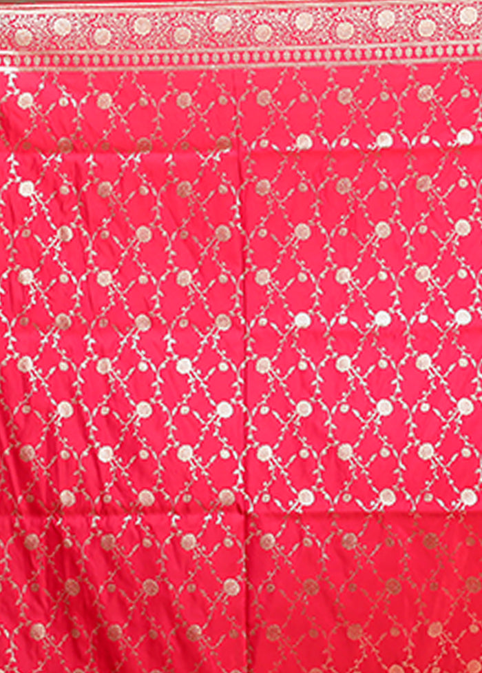Pink Banarasi Silk Saree With Blouse Piece