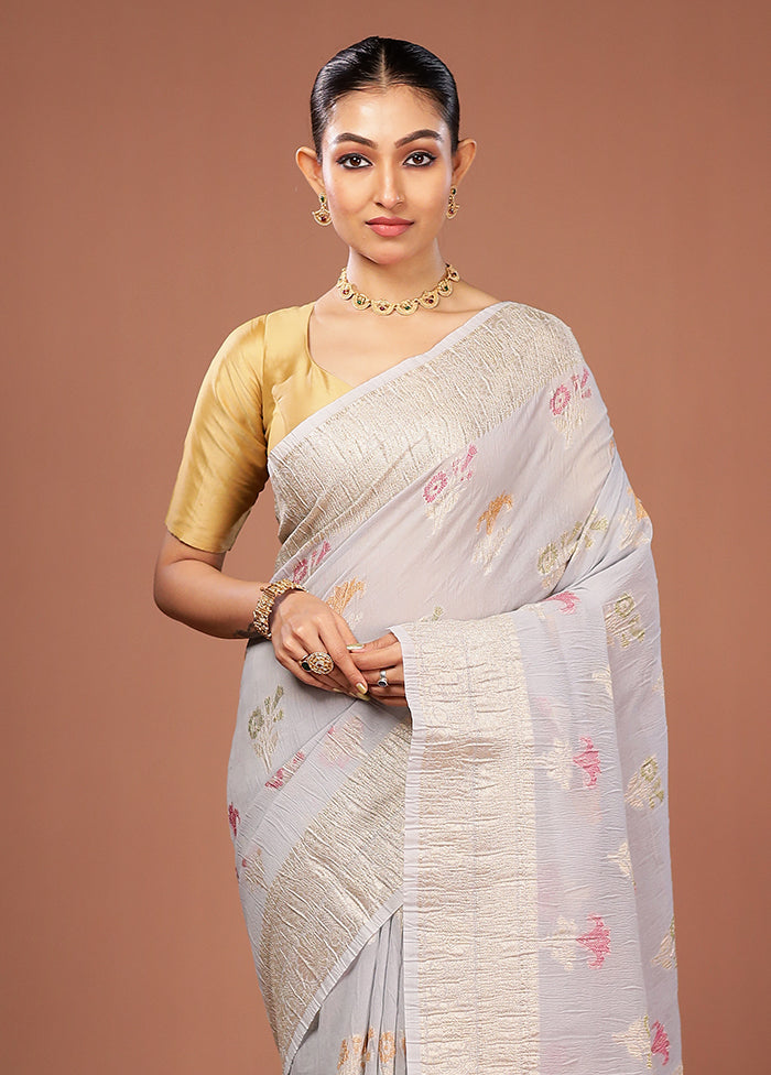 Blue Tissue Silk Saree With Blouse Piece