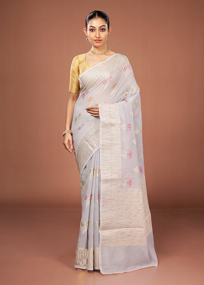 Blue Tissue Silk Saree With Blouse Piece