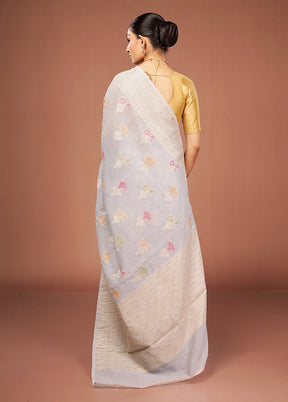 Blue Tissue Silk Saree With Blouse Piece