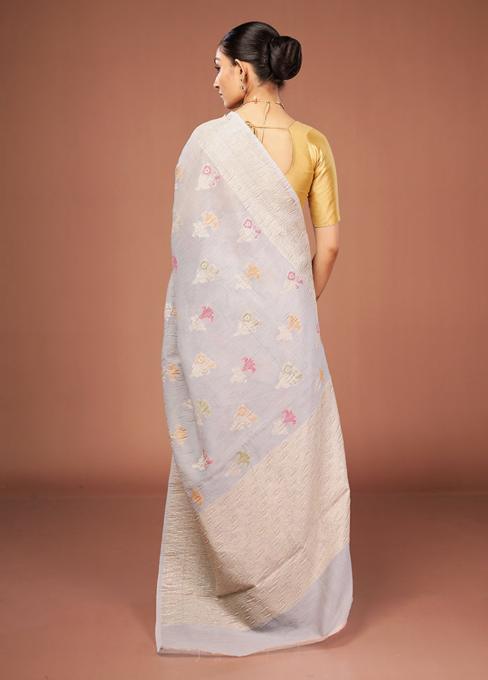 Blue Tissue Silk Saree With Blouse Piece