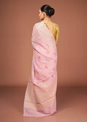 Pink Tissue Silk Saree With Blouse Piece