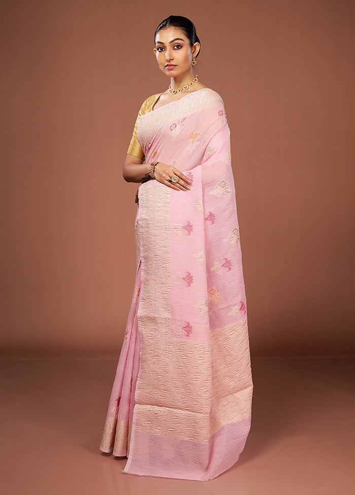 Pink Tissue Silk Saree With Blouse Piece