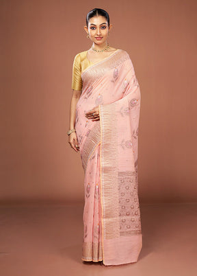 Pink Tissue Silk Saree With Blouse Piece