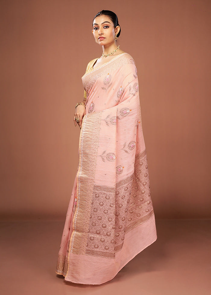 Pink Tissue Silk Saree With Blouse Piece