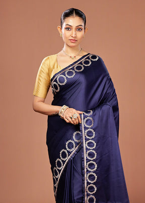 Blue Banarasi Silk Saree With Blouse Piece