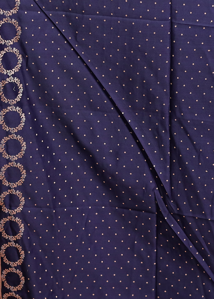 Blue Banarasi Silk Saree With Blouse Piece