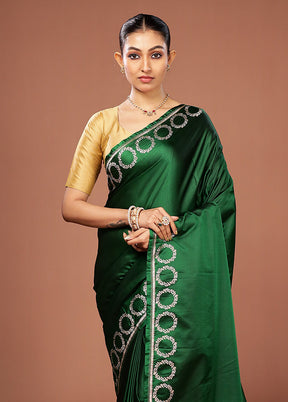 Green Banarasi Silk Saree With Blouse Piece
